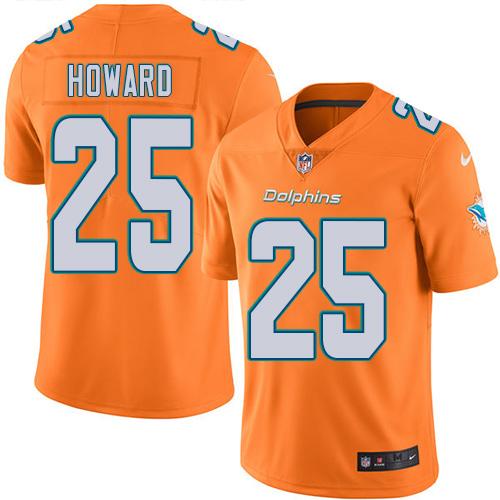 Miami Dolphins #25 Xavien Howard Orange Men's Stitched Limited Rush Jersey Men's