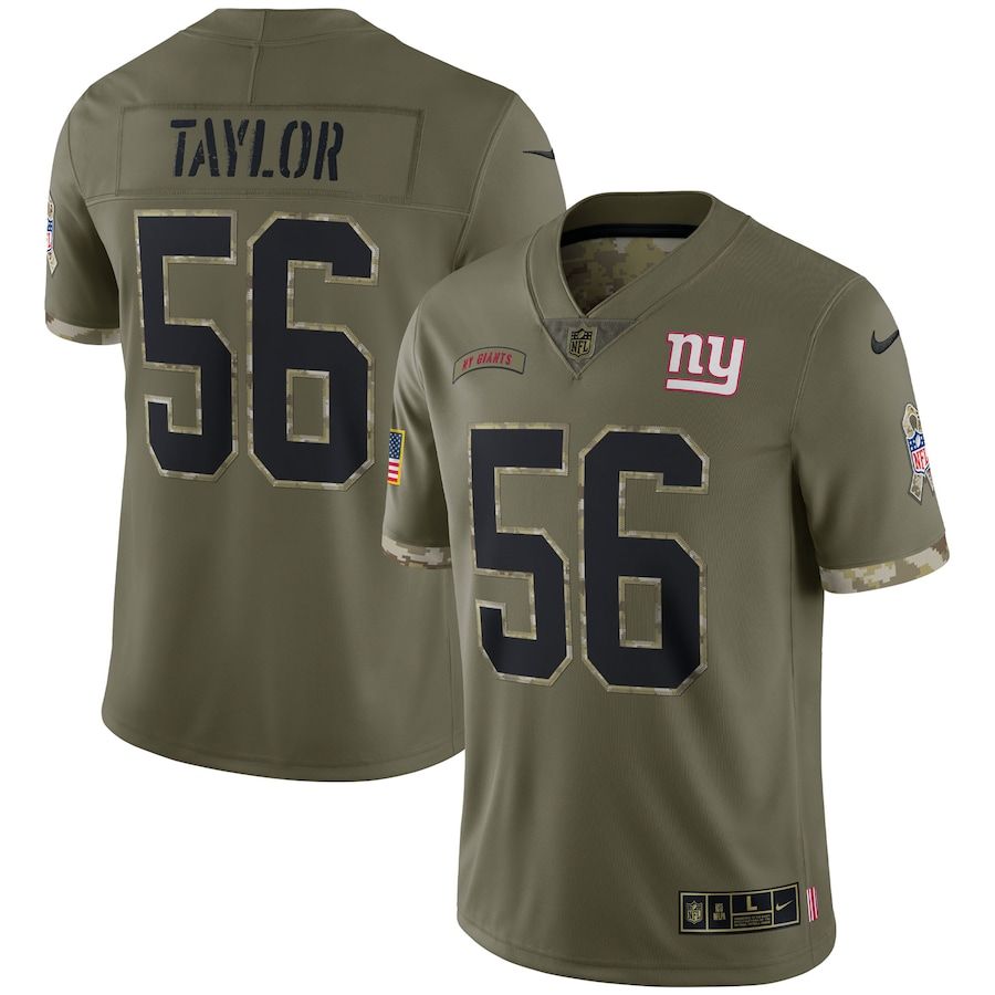 New York Giants #56 Lawrence Taylor Men's 2022 Salute To Service Limited Jersey - Olive