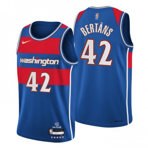 Washington Washington Wizards #42 Davis Bertans Mens Blue 2021/22 Swingman Jersey - City Edition Mens