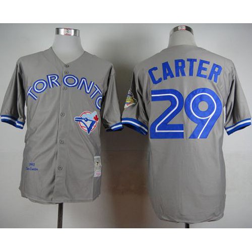 Mitchell And Ness 1992 Toronto Blue Jays #29 Joe Carter Grey Stitched Throwback Jersey Men's