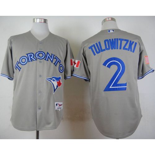 Toronto Blue Jays #2 Troy Tulowitzki Grey Stitched Jersey Men's