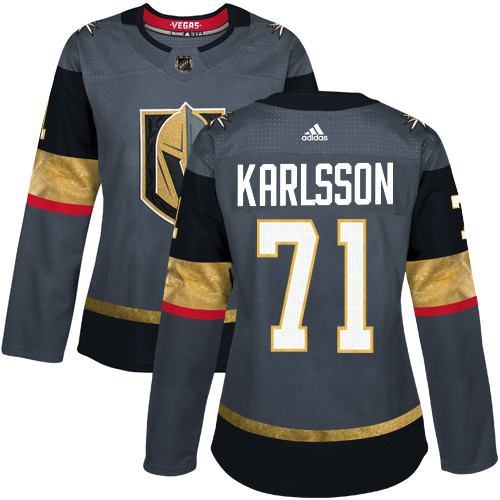 Adidas Golden Vegas Golden Knights #71 William Karlsson Grey Home Authentic Women's Stitched Jersey Womens