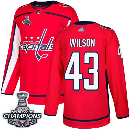 Adidas Washington Capitals #43 Tom Wilson Red Home Authentic Stanley Cup Final Champions Stitched Jersey Men's