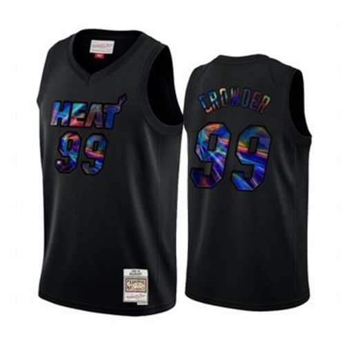 Miami Miami Heat #99 Jae Crowder Mens Iridescent HWC Limited Jersey - Black Mens