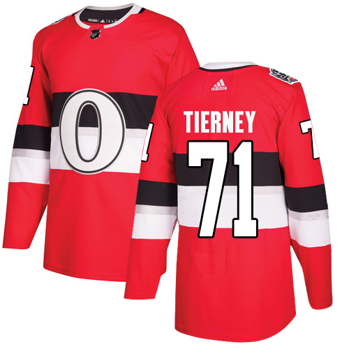 Adidas Ottawa Senators #71 Chris Tierney Red Authentic 2017 100 Classic Stitched Jersey Men's
