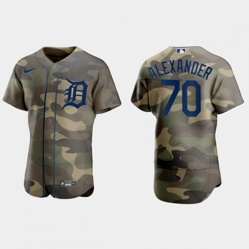 Detroit Detroit Tigers #70 Tyler Alexander Men's 2021 Armed Forces Day Authentic Jersey -Camo Men's
