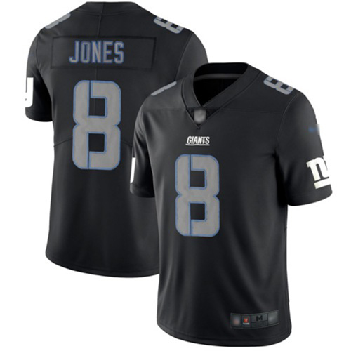 Giants #8 Daniel Jones Black Men's Stitched Limited Rush Impact Jersey