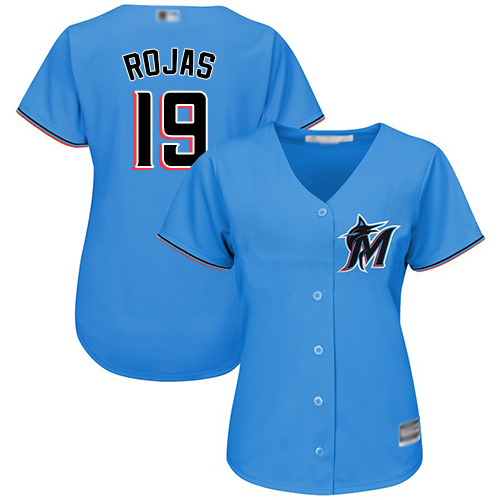 Miami Marlins #19 Miguel Rojas Blue Alternate Women's Stitched Jersey Womens