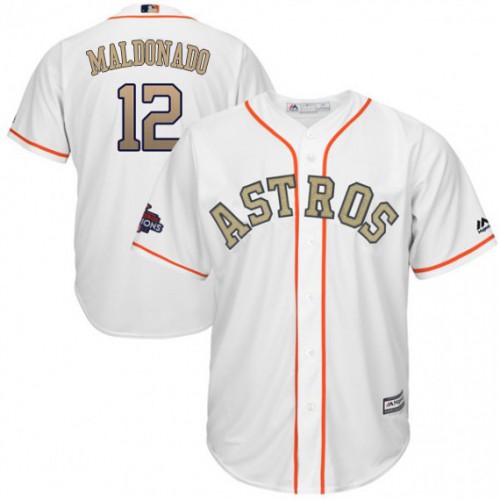 Houston Astros #12 Martin Maldonado White 2018 Gold Program Cool Base Stitched Jersey Men's