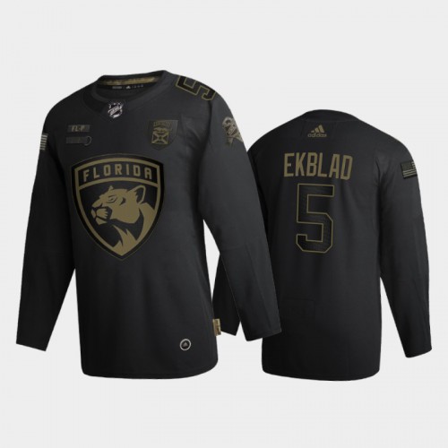 Florida Florida Panthers #5 Aaron Ekblad Men's Adidas 2020 Veterans Day Authentic Jersey - Black Men's
