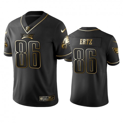 Philadelphia Eagles #86 Zach Ertz Black Golden Limited Edition Stitched Jersey Men's