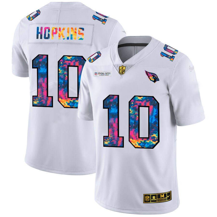 Arizona Cardinals #10 DeAndre Hopkins Men's White Multi-Color 2020 Crucial Catch Limited Jersey