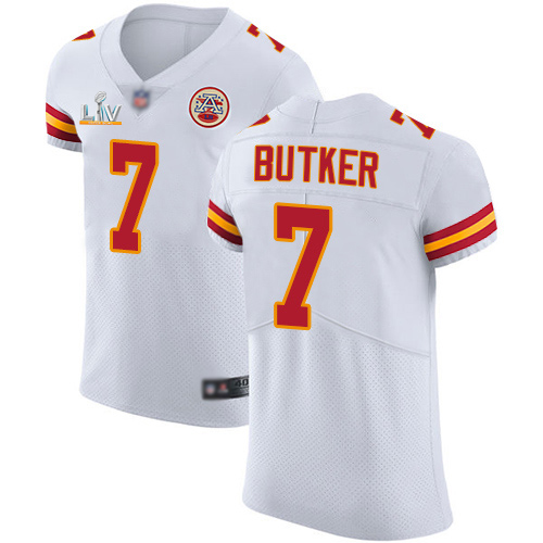 Chiefs #7 Harrison Butker White Men's Super Bowl LV Bound Stitched New Elite Jersey