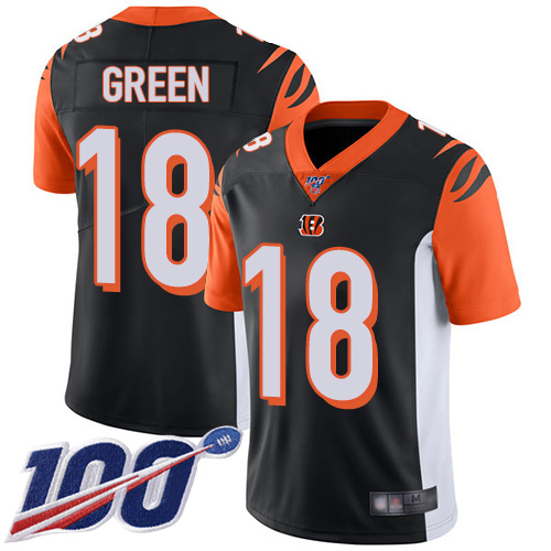 Cincinnati Bengals #18 A.J. Green Black Team Color Youth Stitched 100th Season Vapor Limited Jersey Youth
