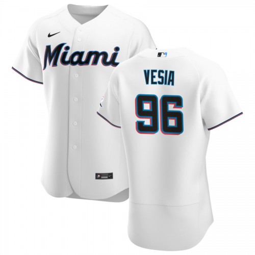 Miami Miami Marlins #96 Alex Vesia Men's White Home 2020 Authentic Player Jersey Men's