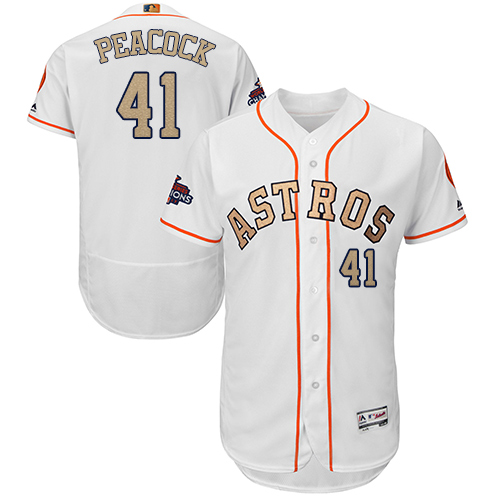 Houston Astros #41 Brad Peacock White FlexBase Authentic 2018 Gold Program Cool Base Stitched Jersey Men's