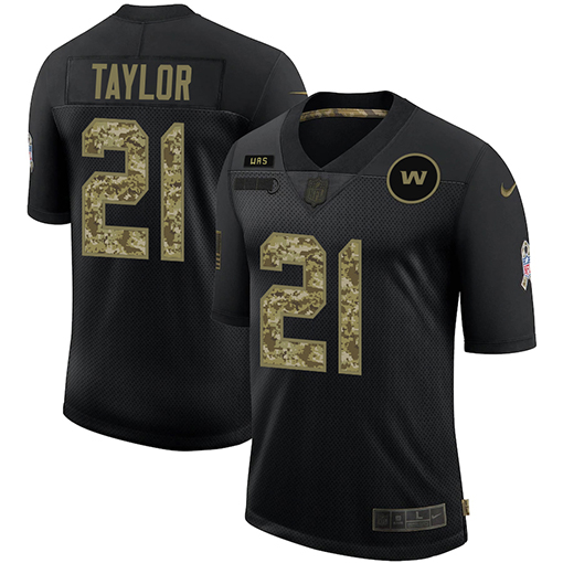 Washington Commanders #21 Sean Taylor Men's 2020 Salute To Service Camo Limited Jersey Black