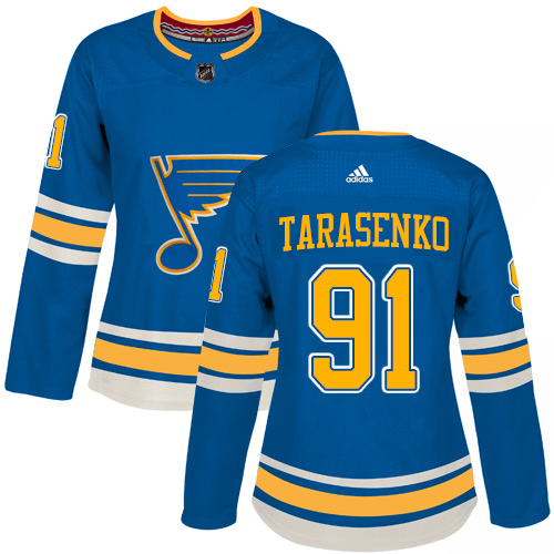 Adidas St. Louis Blues #91 Vladimir Tarasenko Blue Alternate Authentic Women's Stitched Jersey Womens