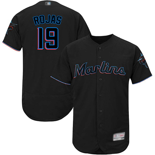 Miami Marlins #19 Miguel Rojas Black Flexbase Authentic Collection Stitched Jersey Men's