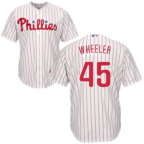 Philadelphia Phillies #45 Zack Wheeler White(Red Strip) Cool Base Stitched Youth Jersey Youth