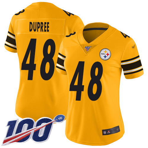 Pittsburgh Steelers #48 Bud Dupree Gold Women's Stitched Limited Inverted Legend 100th Season Jersey Womens