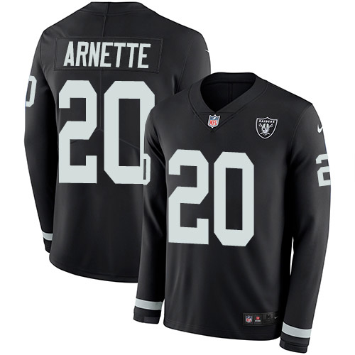 Las Vegas Raiders #20 Damon Arnette Black Team Color Youth Stitched Limited Therma Long Sleeve Jersey Youth