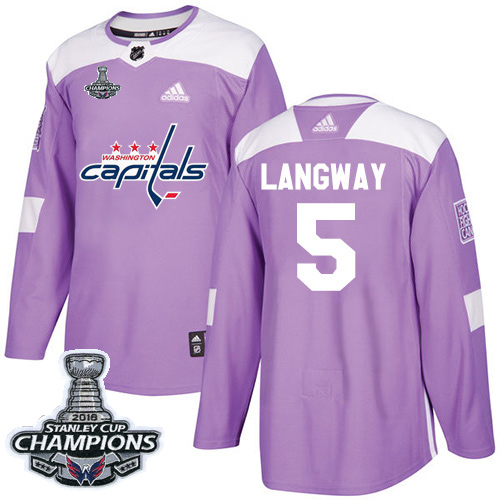 Adidas Washington Capitals #5 Rod Langway Purple Authentic Fights Cancer Stanley Cup Final Champions Stitched Jersey Men's
