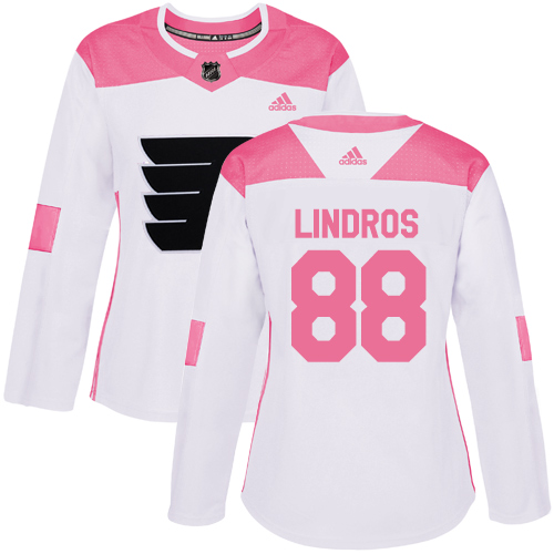 Adidas Philadelphia Flyers #88 Eric Lindros White/Pink Authentic Fashion Women's Stitched Jersey Womens