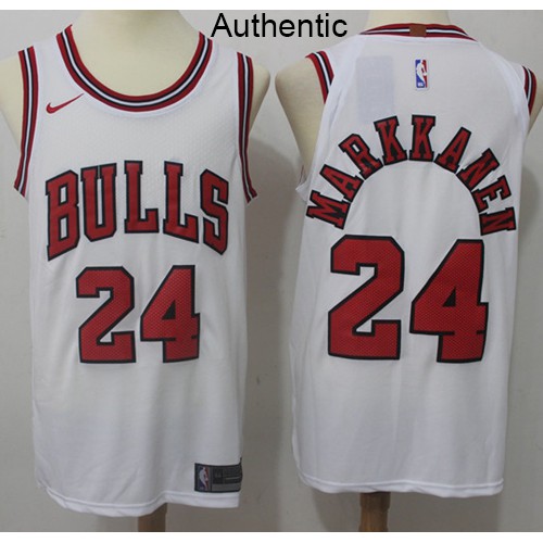 Chicago Bulls #24 Lauri Markkanen White Authentic Association Edition Jersey Mens