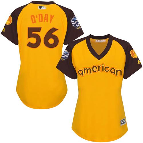 Baltimore Orioles #56 Darren O'Day Gold 2016 All-Star American League Women's Stitched Jersey Womens