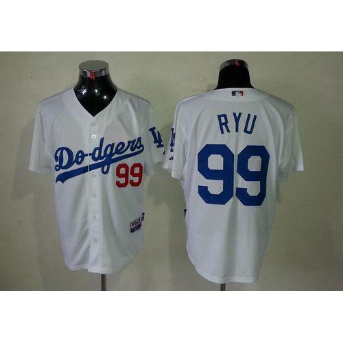 Los Angeles Dodgers #99 Hyun-Jin Ryu White Cool Base Stitched Jersey Men's