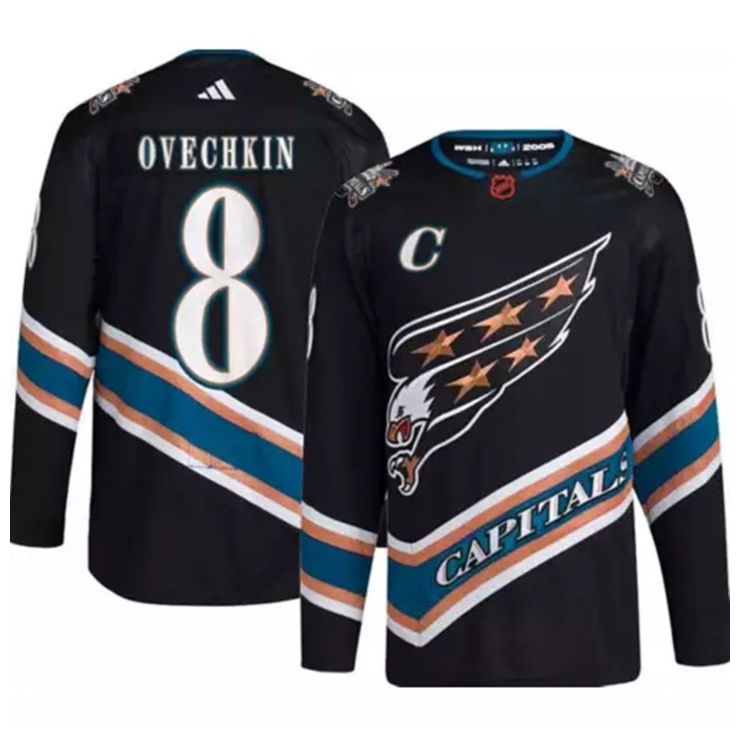Washington Capitals #8 Alex Ovechkin Men's Adidas Reverse Retro 2.0 Authentic Player Jersey - Black