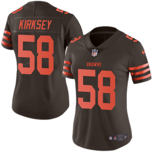 Cleveland Browns #58 Christian Kirksey Brown Women's Stitched Limited Rush Jersey Womens