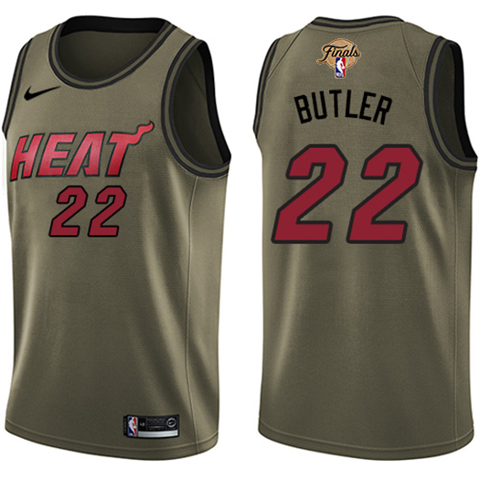 Heat #22 Jimmy Butler Green Salute To Service 2023 Finals Patch Swingman Jersey