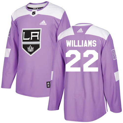 Adidas Los Angeles Kings #22 Tiger Williams Purple Authentic Fights Cancer Stitched Jersey Men's