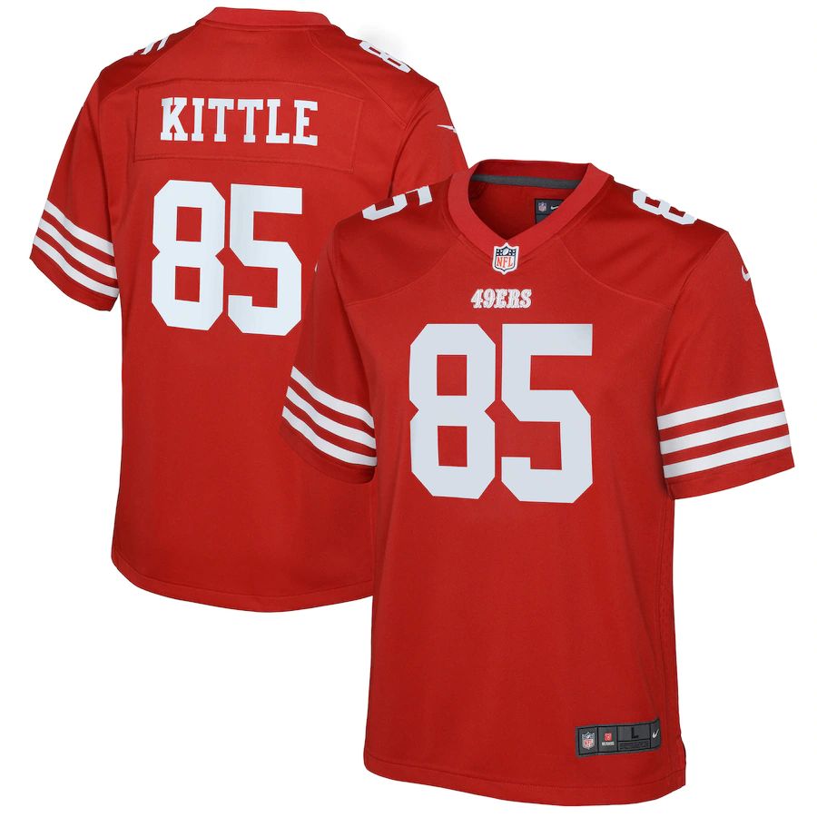 San Francisco 49ers #85 George Kittle Scarlet Youth 2022-23 Game Jersey
