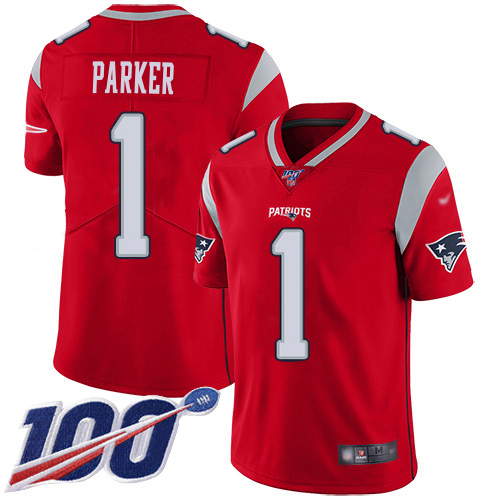 Patriots #1 DeVante Parker Red Men's Stitched Limited Inverted Legend 100th Season Jersey