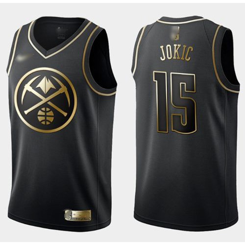 Denver Nuggets #15 Nikola Jokic Black/Gold Swingman Limited Edition Jersey Mens