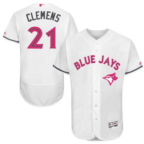 Toronto Blue Jays #21 Roger Clemens White Flexbase Authentic Collection Mother's Day Stitched Jersey Men's