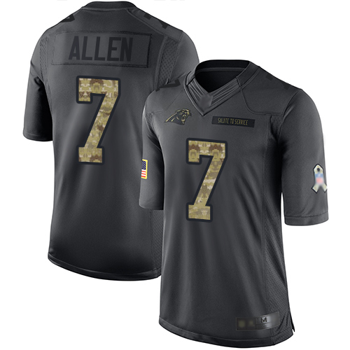 Carolina Panthers #7 Kyle Allen Black Youth Stitched Limited 2016 Salute to Service Jersey Youth