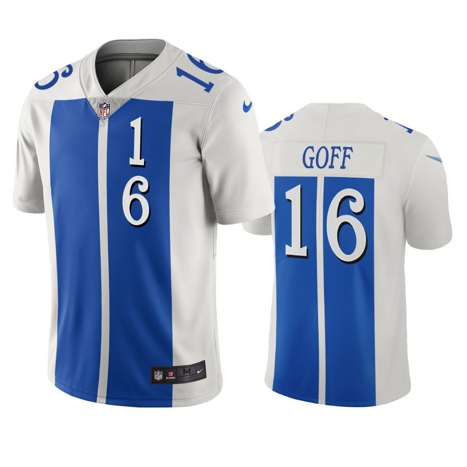 Detroit Lions #16 Jared Goff White Blue Vapor Limited City Edition Jersey