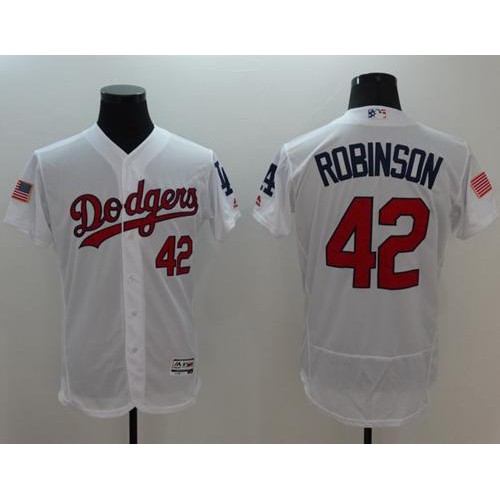 Los Angeles Dodgers #42 Jackie Robinson White Fashion Stars & Stripes Flexbase Authentic Stitched Jersey Men's