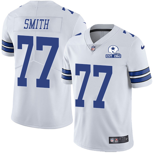 Dallas Cowboys #77 Tyron Smith White Men's Stitched With Established In 1960 Patch Vapor Untouchable Limited Jersey Men's