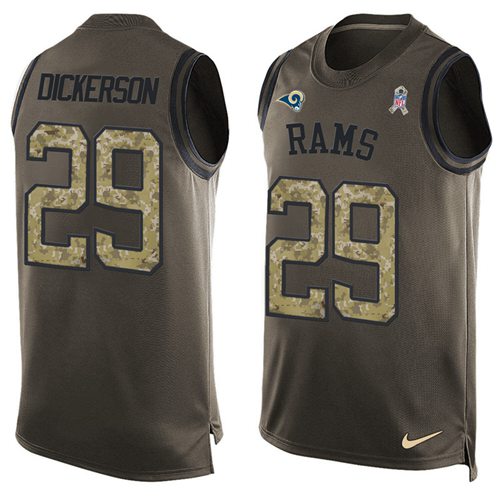 Rams #29 Eric Dickerson Green Men's Stitched Limited Salute To Service Tank Top Jersey