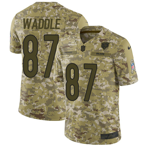 Chicago Bears #87 Tom Waddle Camo Men's Stitched Limited 2018 Salute To Service Jersey Men's