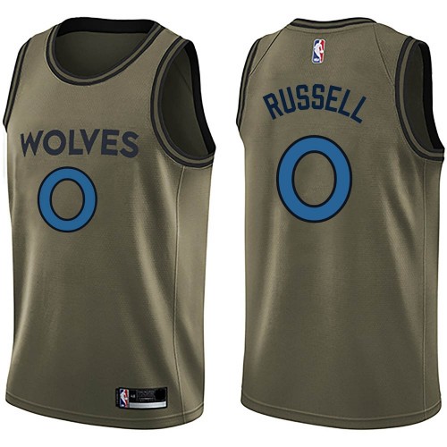 Minnesota Timberwolves #0 DAngelo Russell Green Salute to Service Youth Swingman Jersey Youth