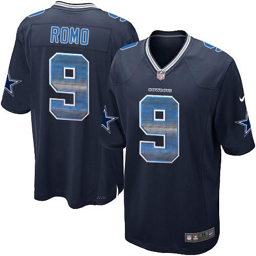 Dallas Cowboys #9 Tony Romo Navy Blue Team Color Men's Stitched Limited Strobe Jersey Men's