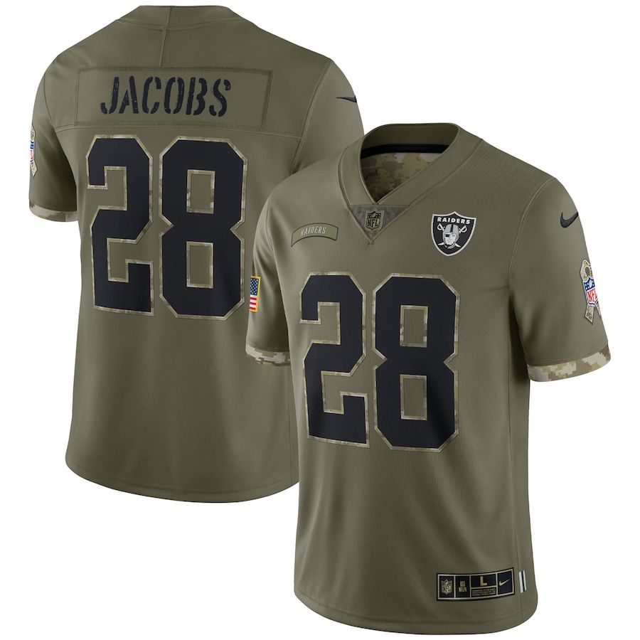 Las Vegas Raiders #28 Josh Jacobs Men's 2022 Salute To Service Limited Jersey - Olive