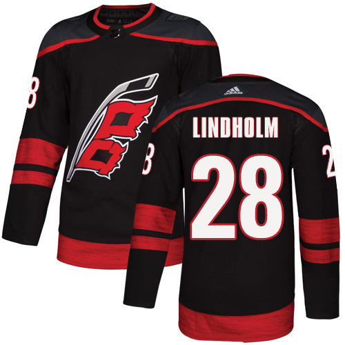 Adidas Carolina Hurricanes #28 Elias Lindholm Black Alternate Authentic Stitched Jersey Men's