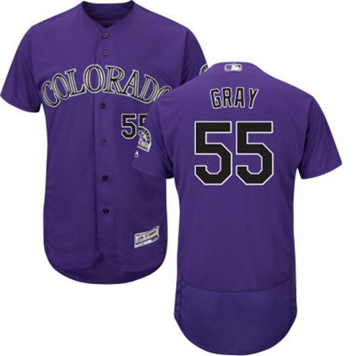 Colorado Rockies #55 Jon Gray Purple Flexbase Authentic Collection Stitched Jersey Men's